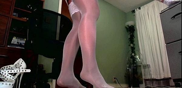  Shiny stockings over pantyhose